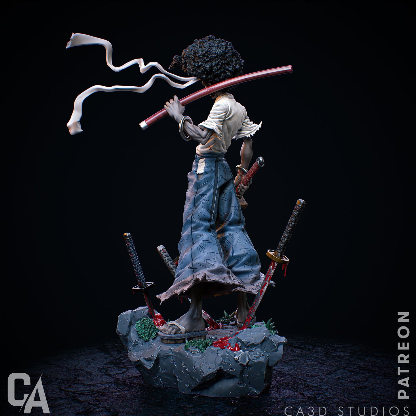 Afro Samurai – CA3D 3D Printed 16K Unpainted Resin Statue 1:6 (380mm)