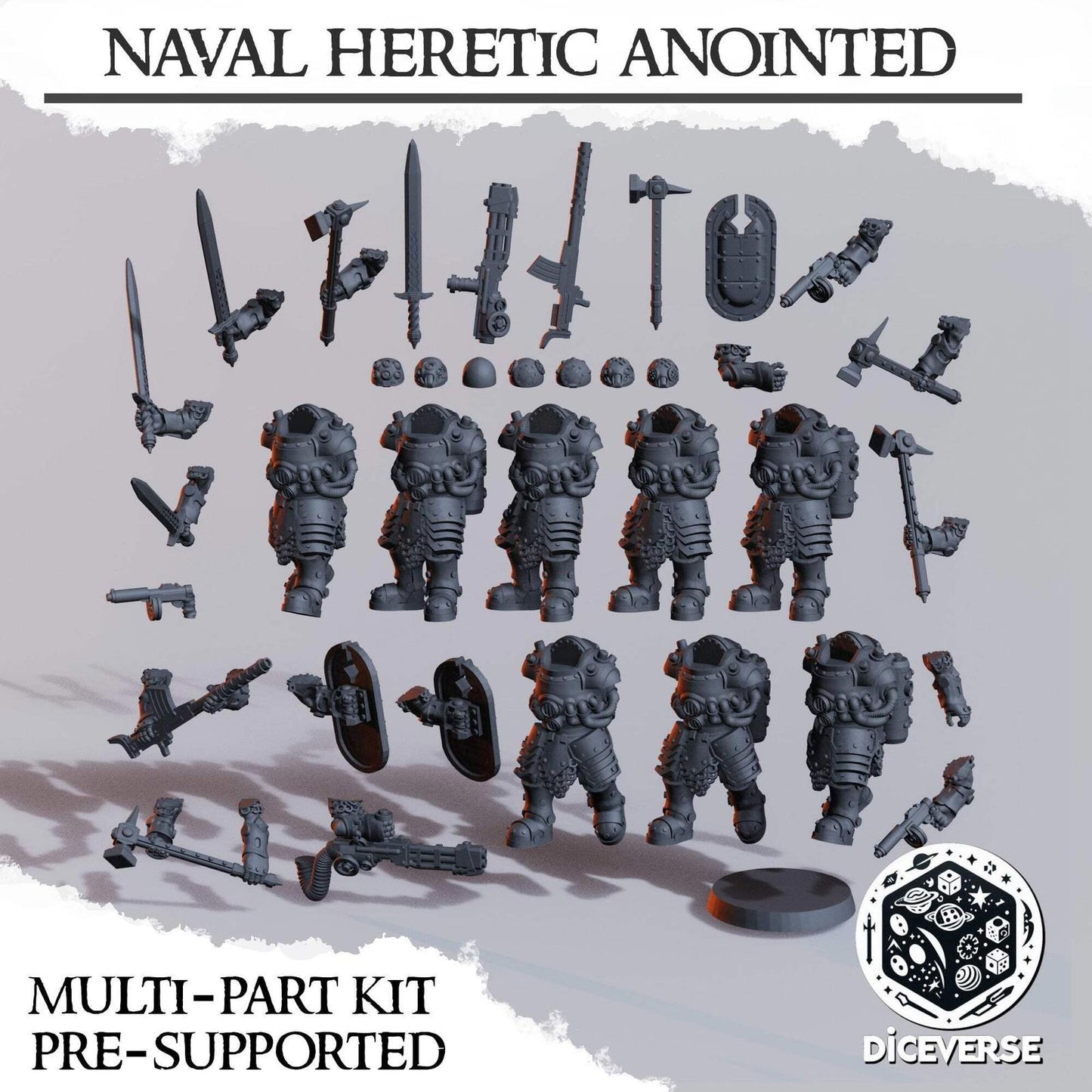 Naval Heretic Anointed Trench Miniatures Grimdark Diceverse Resin 32mm Set