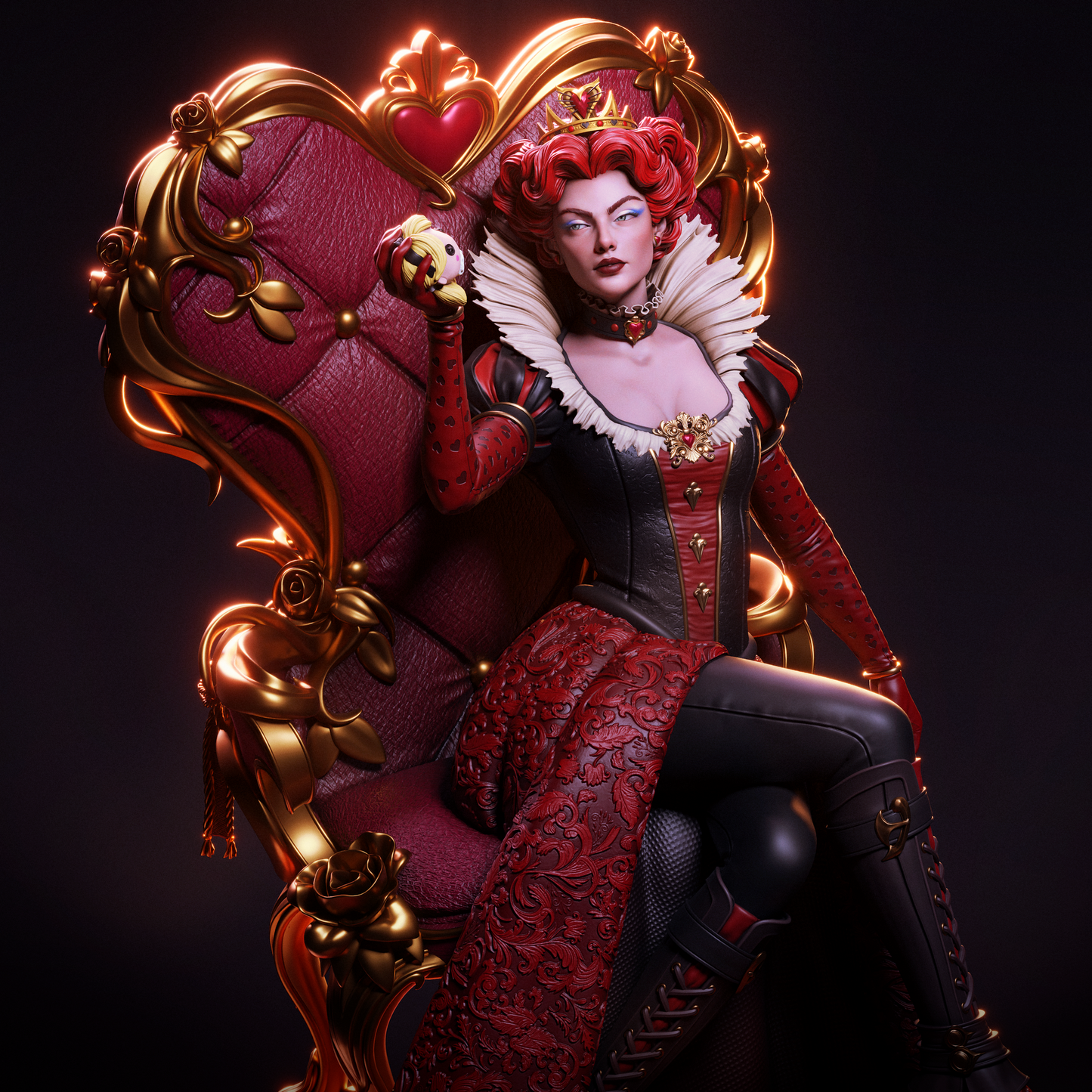 Queen of Hearts – CA3D 3D Printed 16K Unpainted Resin Statue 1:6 scale