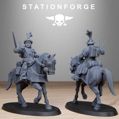 RoyalGuard Cavalry StationForge 32mm 16K Resin 11 Miniatures