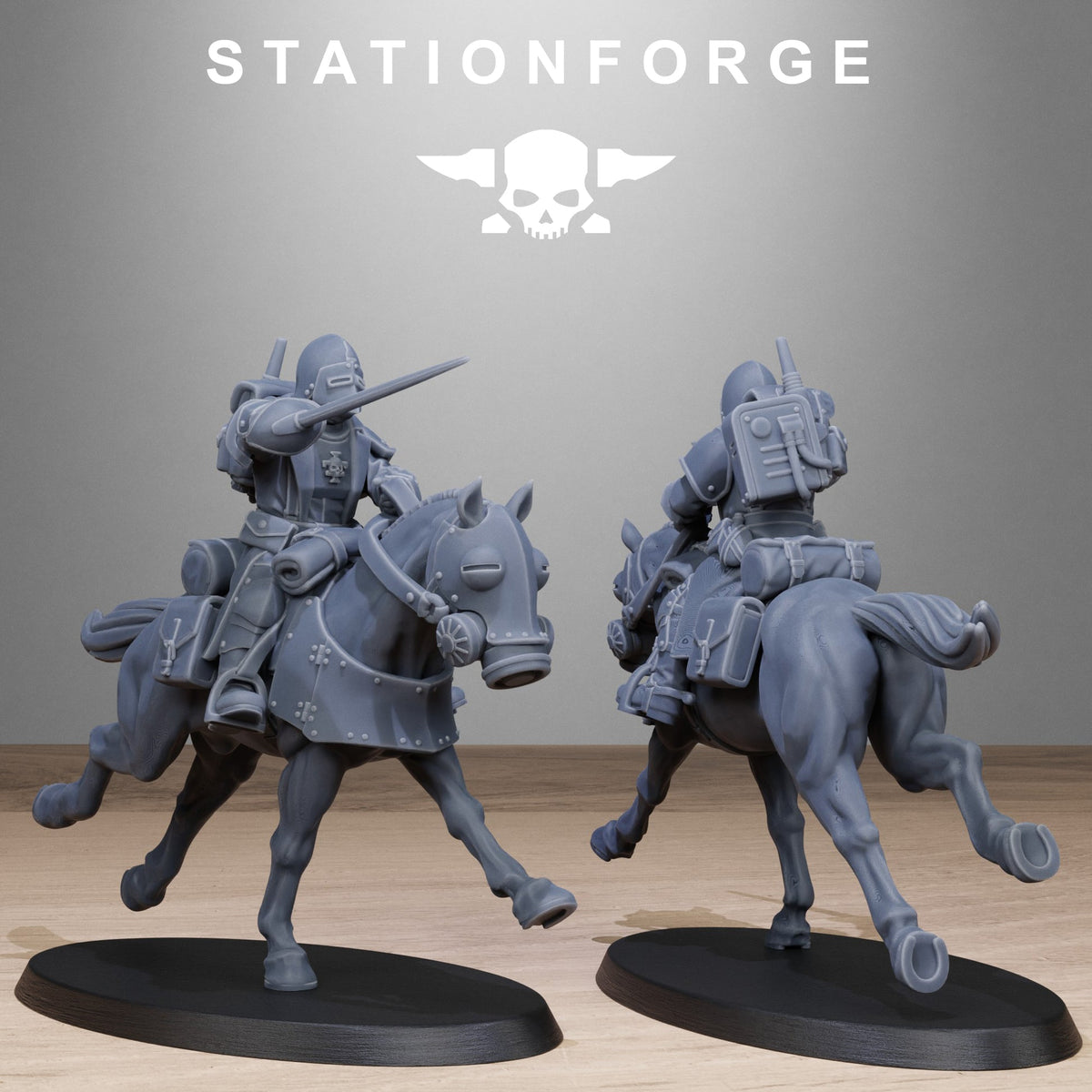 RoyalGuard Cavalry StationForge 32mm 16K Resin 11 Miniatures