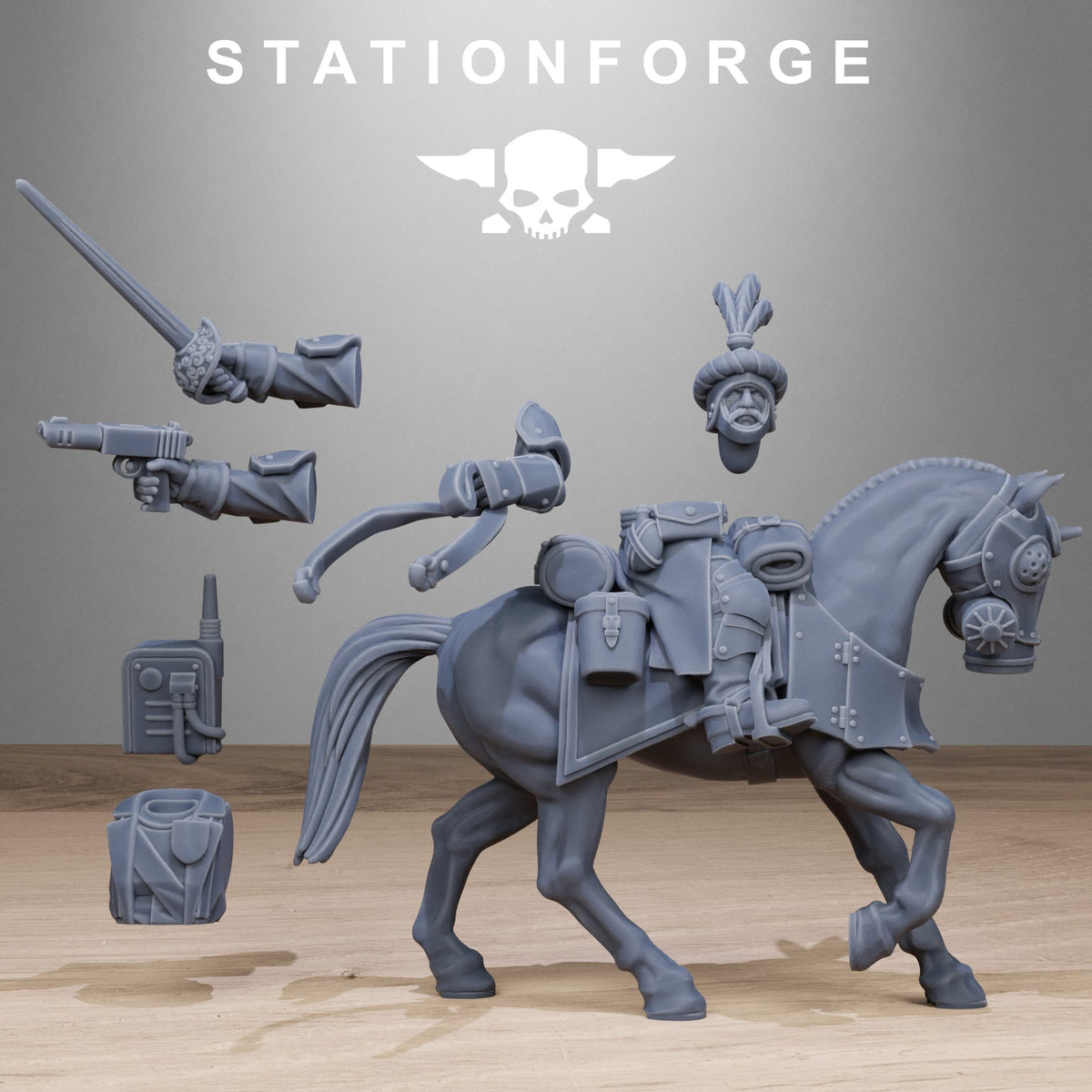 RoyalGuard Cavalry StationForge 32mm 16K Resin 11 Miniatures