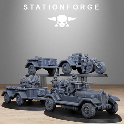GrimGuard Support Vehicles StationForge 32mm 16K Resin 2 Vehicles + 10 Crew