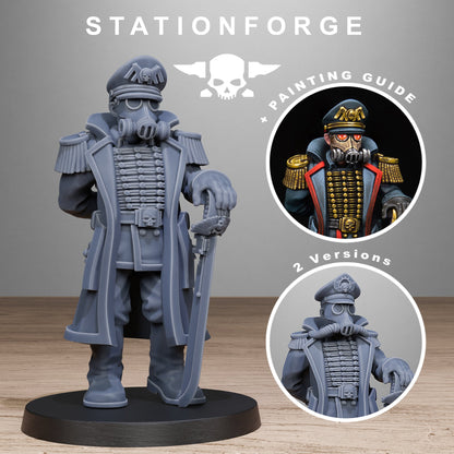 3x GrimGuard Officer Comisar Wargame Proxy Miniatures StationForge