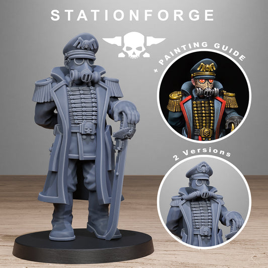 3x GrimGuard Officer Comisar Wargame Proxy Miniatures StationForge