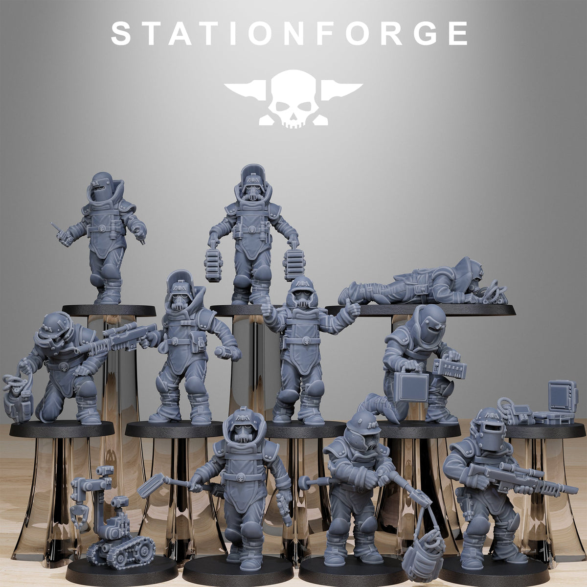 GrimGuard Bomb Squad StationForge 3D Printed Resin 32mm 10-Man Set