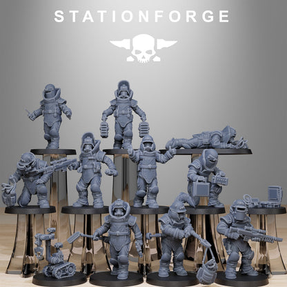 GrimGuard Bomb Squad StationForge 3D Printed Resin 32mm 10-Man Set