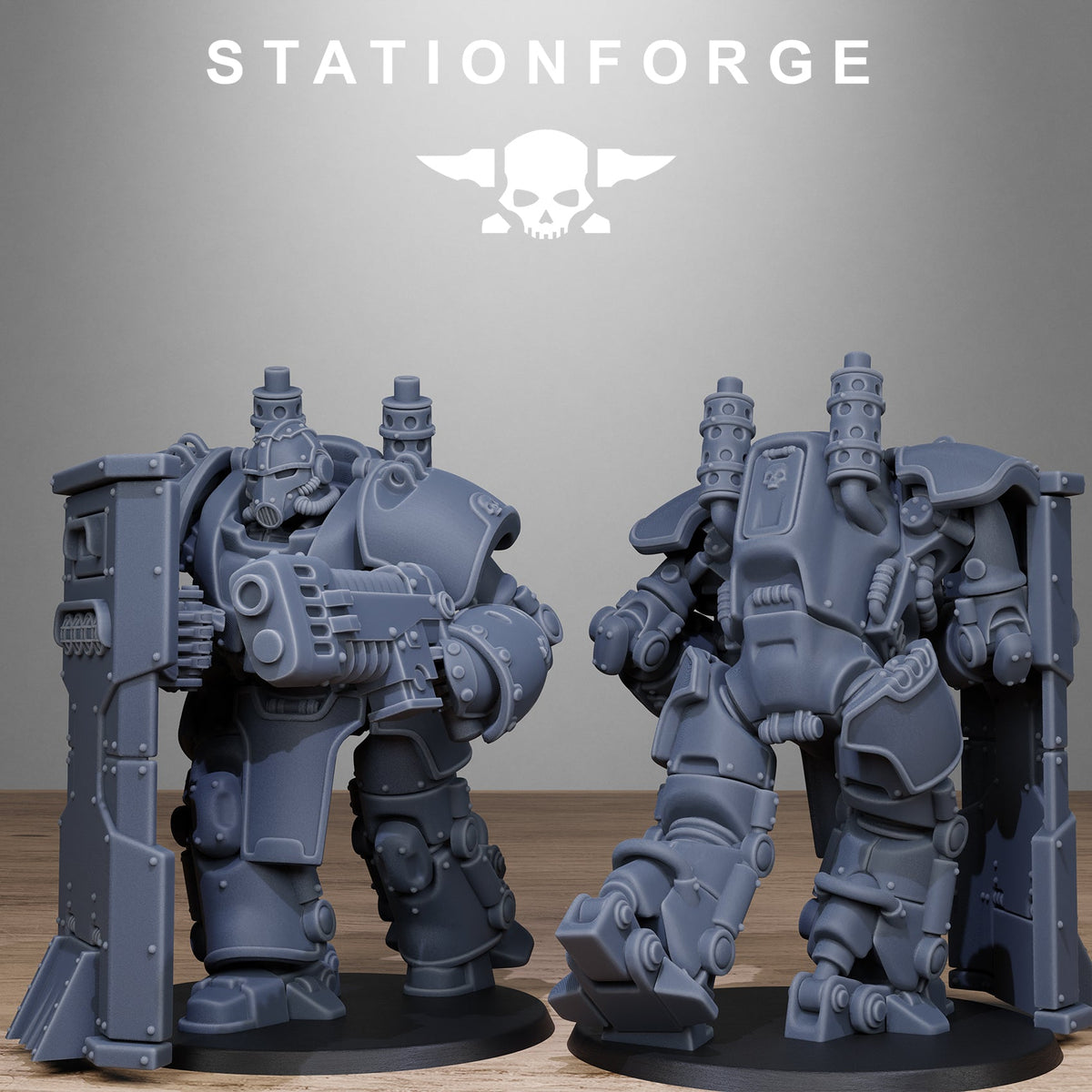 GrimGuard Power Armor StationForge 32mm 16K Resin 5 Miniatures