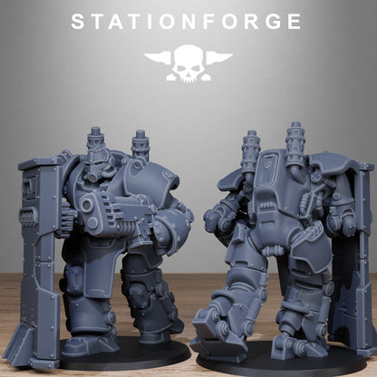 GrimGuard Power Armor StationForge 32mm 16K Resin 5 Miniatures
