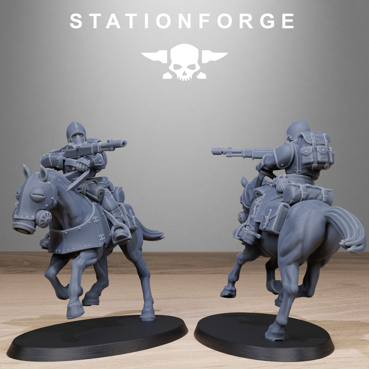 RoyalGuard Cavalry StationForge 32mm 16K Resin 11 Miniatures
