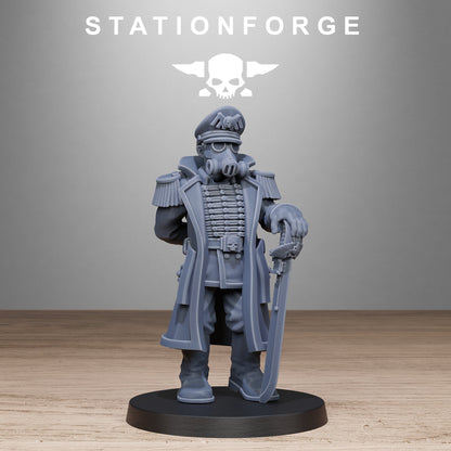 3x GrimGuard Officer Comisar Wargame Proxy Miniatures StationForge