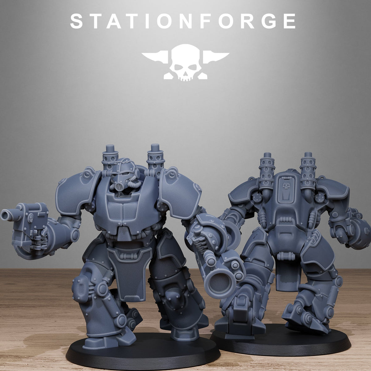 GrimGuard Power Armor StationForge 32mm 16K Resin 5 Miniatures