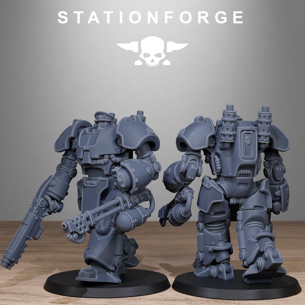 GrimGuard Power Armor StationForge 32mm 16K Resin 5 Miniatures