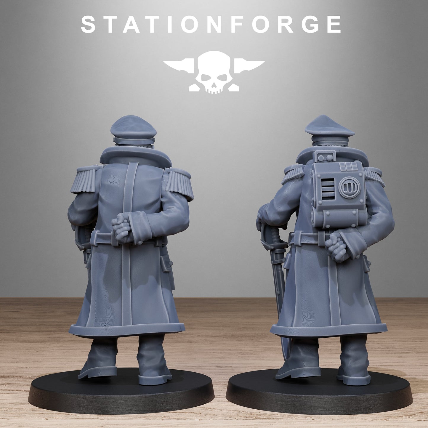 3x GrimGuard Officer Comisar Wargame Proxy Miniatures StationForge