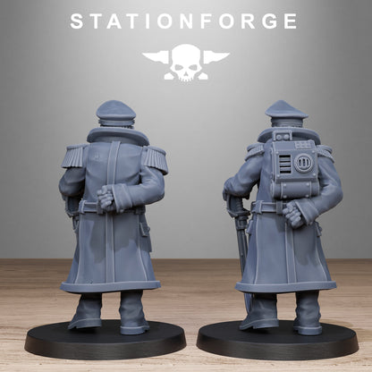 3x GrimGuard Officer Comisar Wargame Proxy Miniatures StationForge
