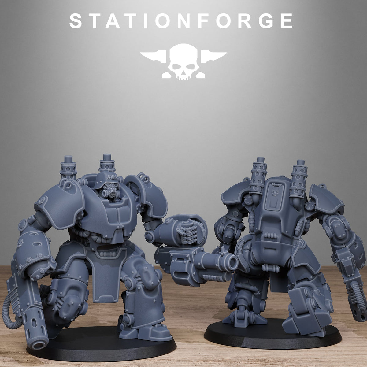GrimGuard Power Armor StationForge 32mm 16K Resin 5 Miniatures