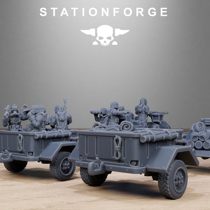 GrimGuard Support Vehicles StationForge 32mm 16K Resin 2 Vehicles + 10 Crew
