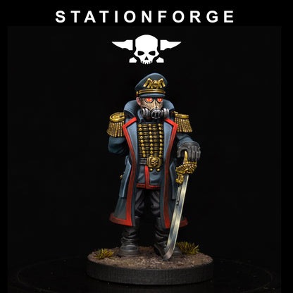 3x GrimGuard Officer Comisar Wargame Proxy Miniatures StationForge