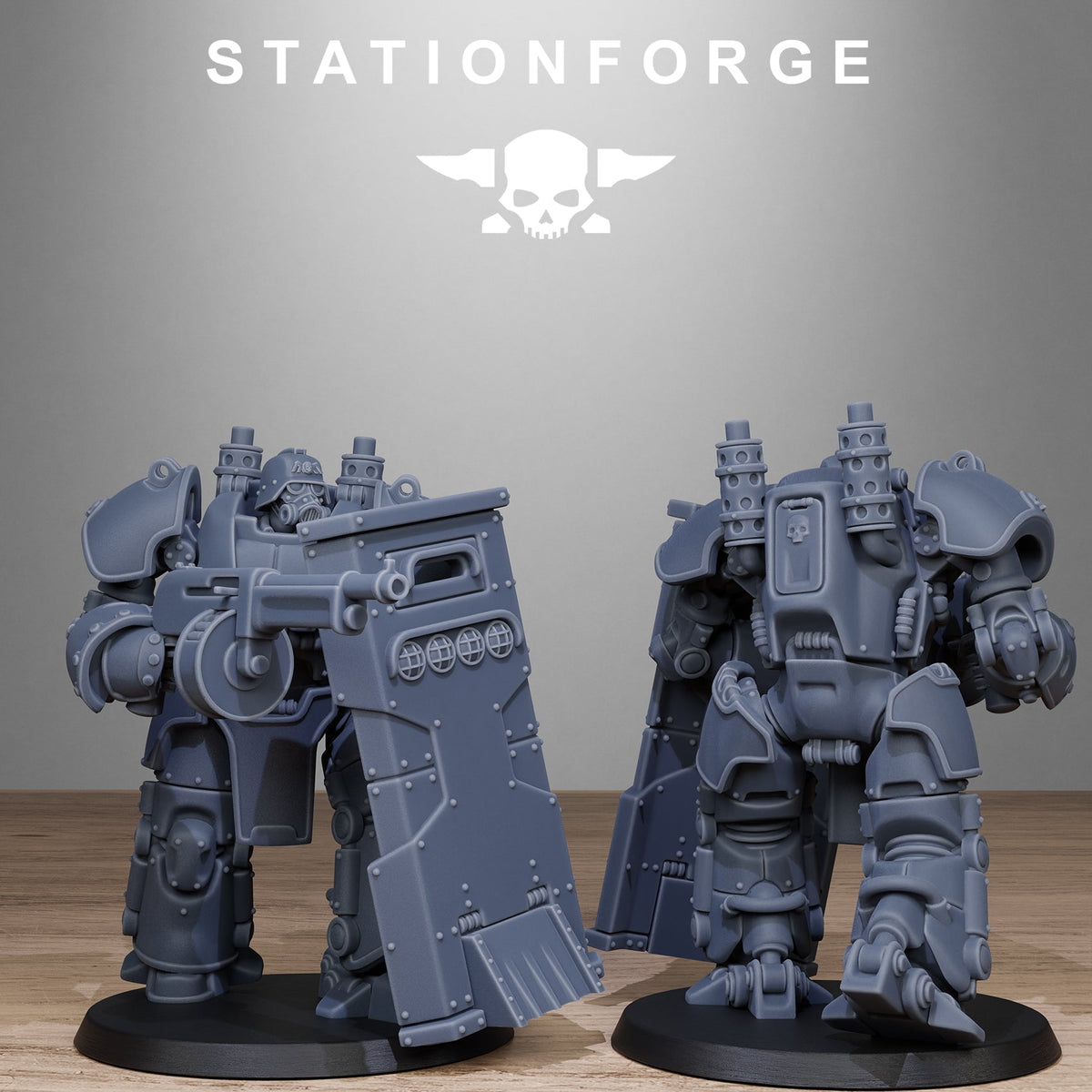 GrimGuard Power Armor StationForge 32mm 16K Resin 5 Miniatures