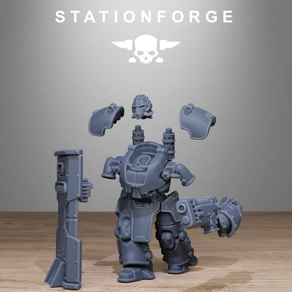 GrimGuard Power Armor StationForge 32mm 16K Resin 5 Miniatures