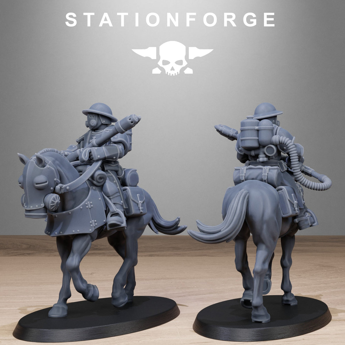 RoyalGuard Cavalry StationForge 32mm 16K Resin 11 Miniatures