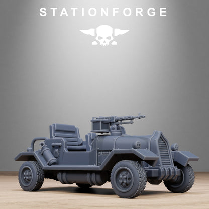 GrimGuard Support Vehicles StationForge 32mm 16K Resin 2 Vehicles + 10 Crew