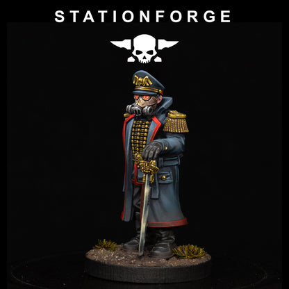 3x GrimGuard Officer Comisar Wargame Proxy Miniatures StationForge