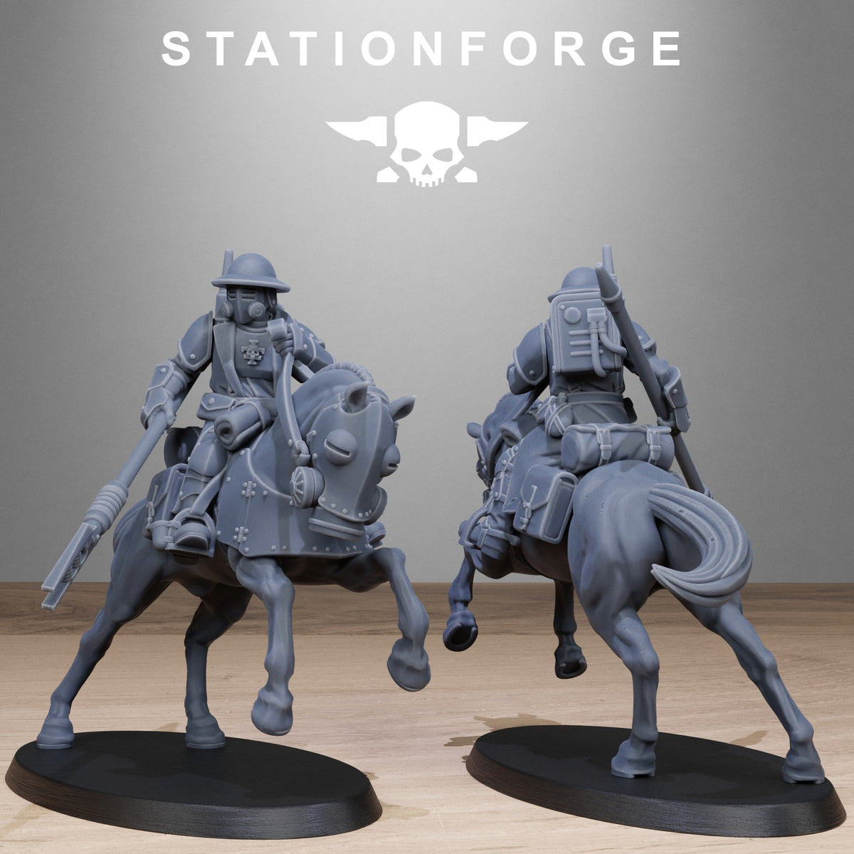 RoyalGuard Cavalry StationForge 32mm 16K Resin 11 Miniatures