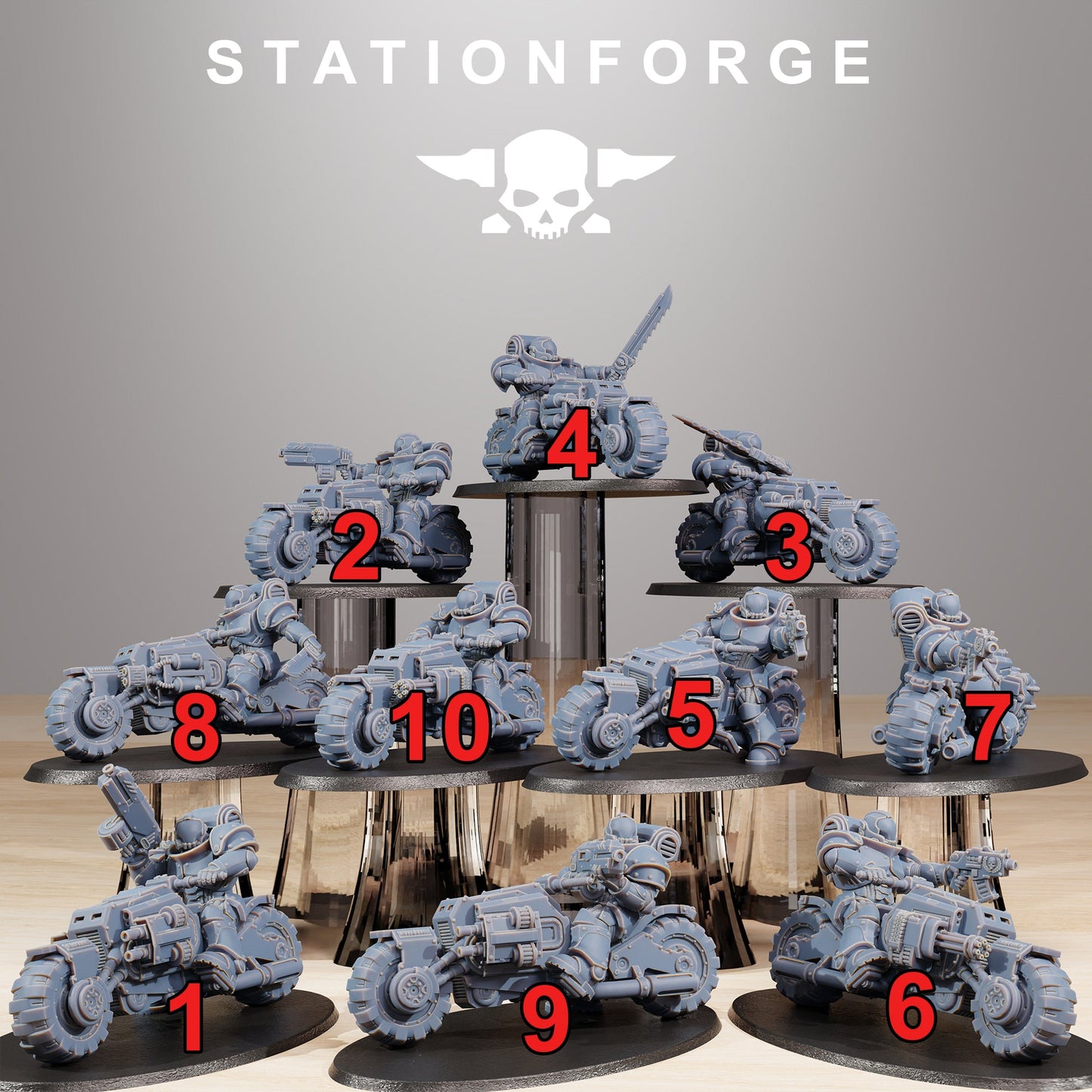 10x Socratis Bikers Wargame Proxy Miniatures StationForge