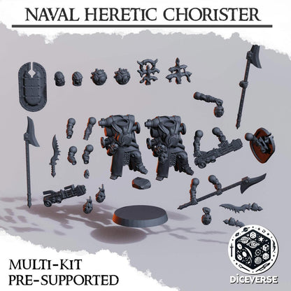 Naval Heretic Chorister Miniatures x4 Grimdark Diceverse Resin 32mm Set