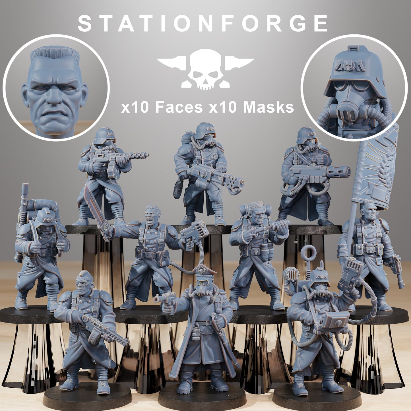 20x GrimGuard Combatants Wargame Proxy Militarum Station Forge 32mm