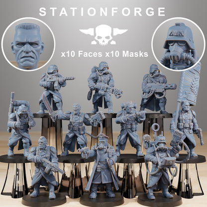 20x GrimGuard Combatants Wargame Proxy Militarum Station Forge 32mm