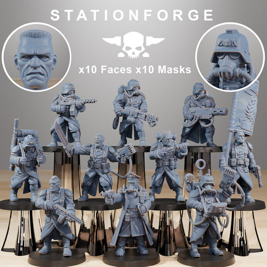 20x GrimGuard Combatants Wargame Proxy Militarum Station Forge 32mm