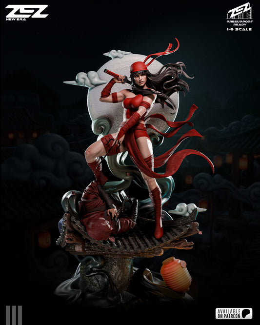 Elektra ZEZ Studio 3D Printed 16K Unpainted Resin Statue 1:6 scale