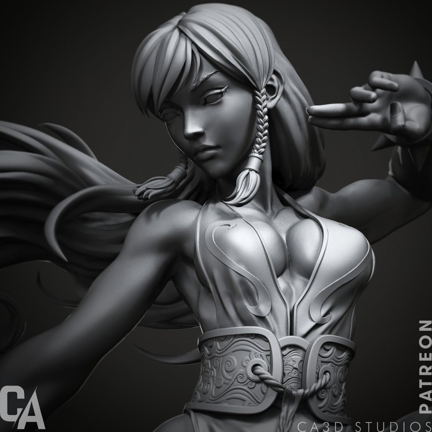 Chun-Li Street Fighter CA3D 3D Printed 16K Unpainted Resin Statue 1:4 scale