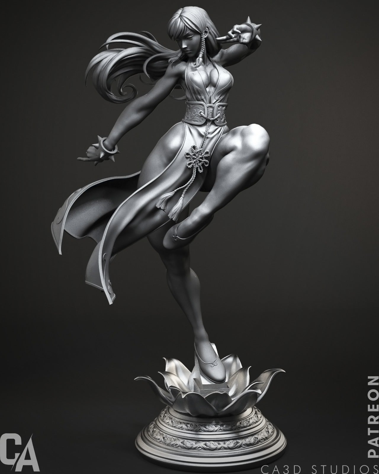 Chun-Li Street Fighter CA3D 3D Printed 16K Unpainted Resin Statue 1:4 scale