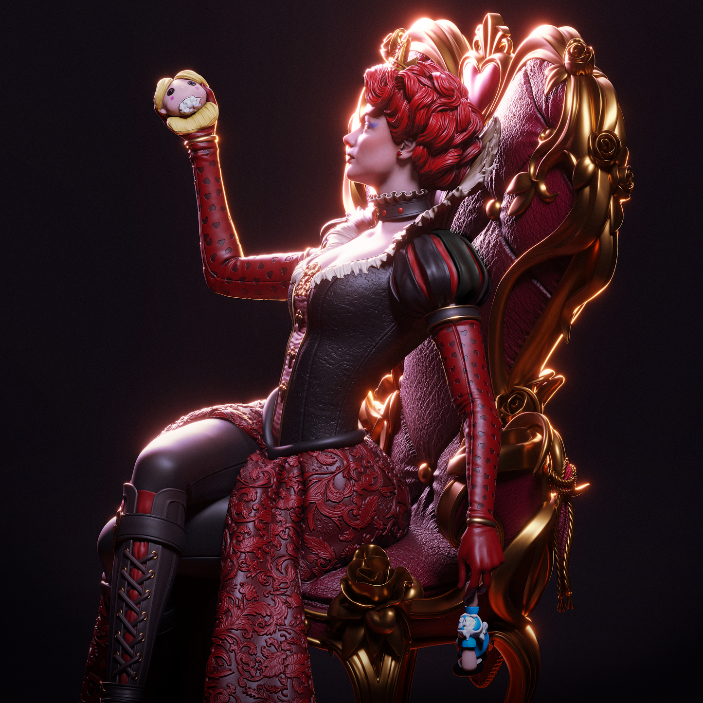 Queen of Hearts – CA3D 3D Printed 16K Unpainted Resin Statue 1:6 scale