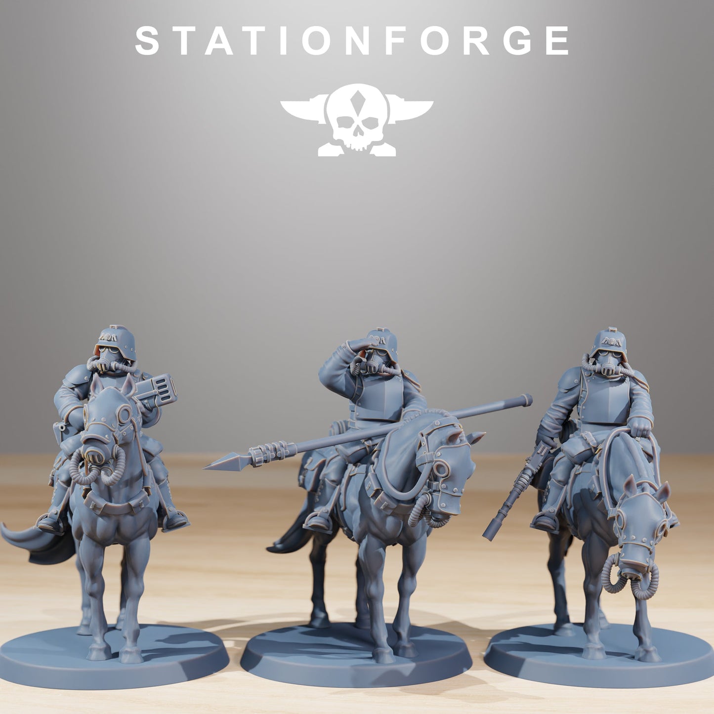 GrimGuard Cavalry Grimdark Wargame Proxy Miniature StationForge 32mm