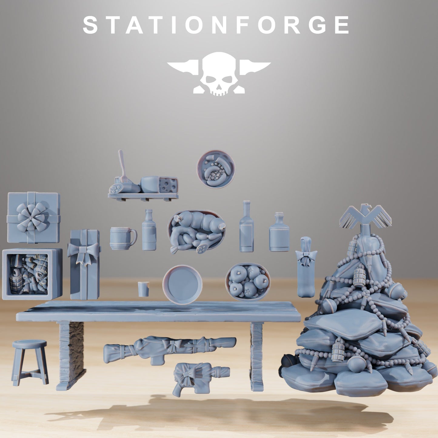 GrimGuard Holiday Feast Station Forge 3D Printed Resin Miniatures