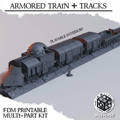 Armoured Train Set Grimdark Diceverse Terrain 32mm Resin resin Scenery