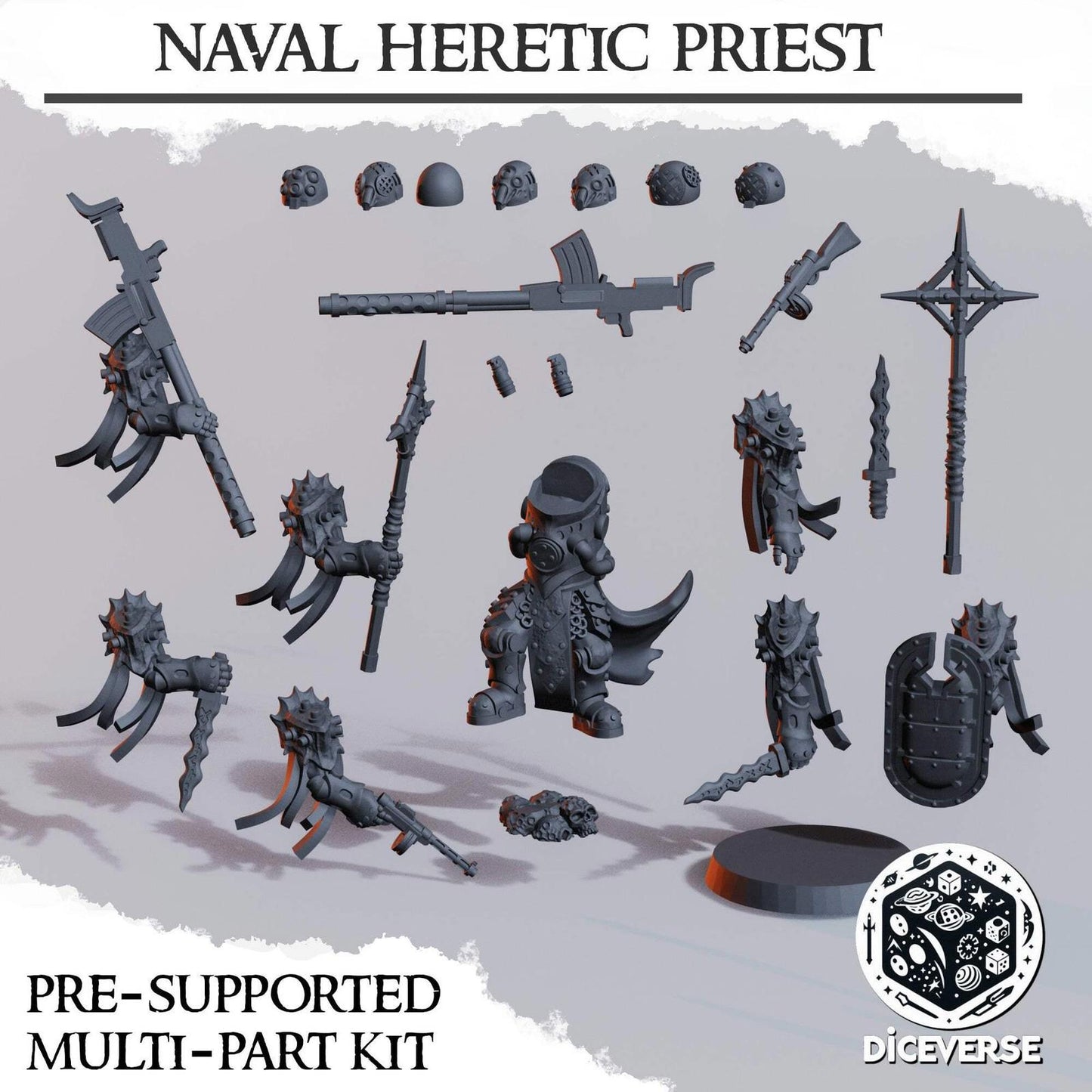 Naval Trench Heretic Priest x2 Grimdark Diceverse Resin Miniature 28-32mm