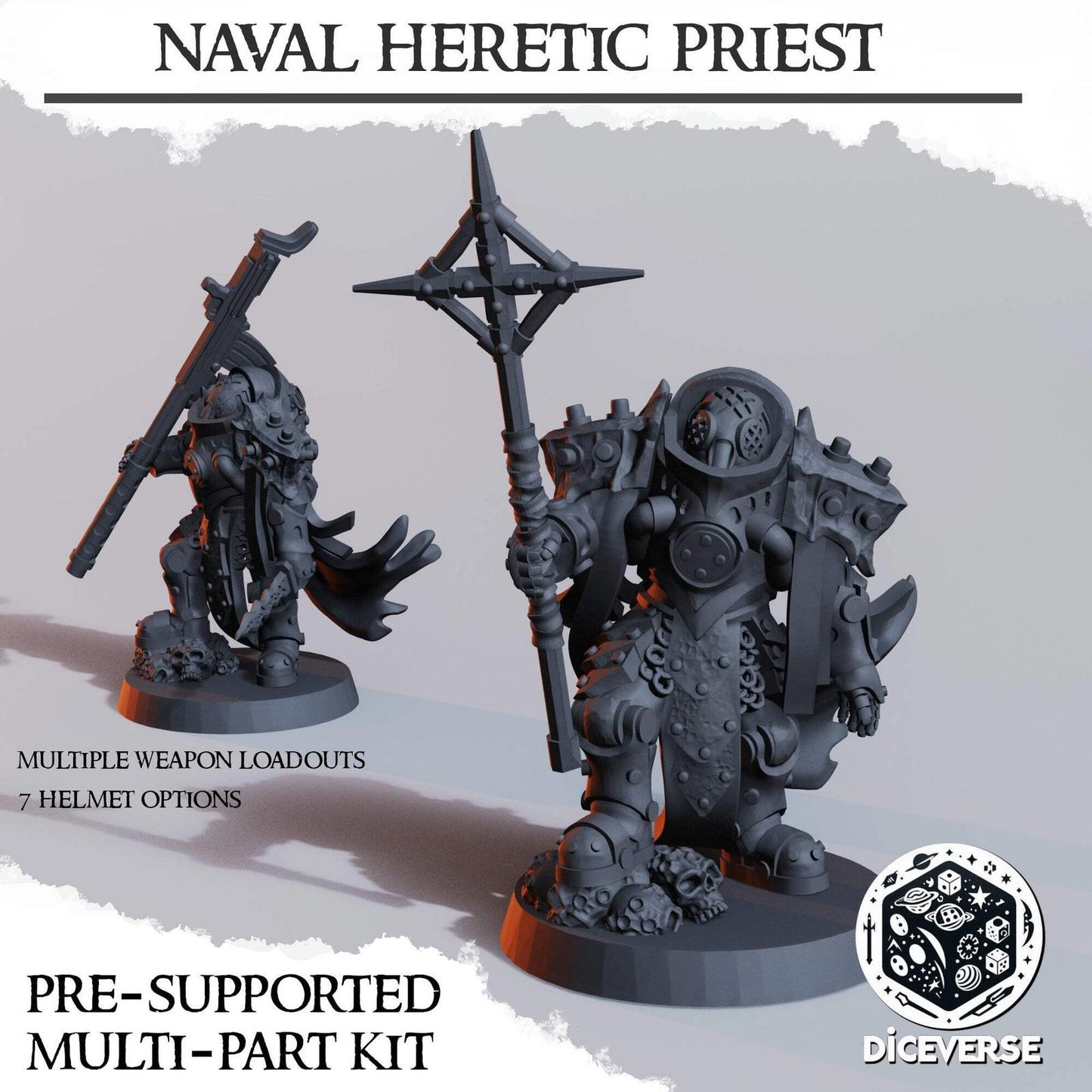 Naval Trench Heretic Priest x2 Grimdark Diceverse Resin Miniature 28-32mm