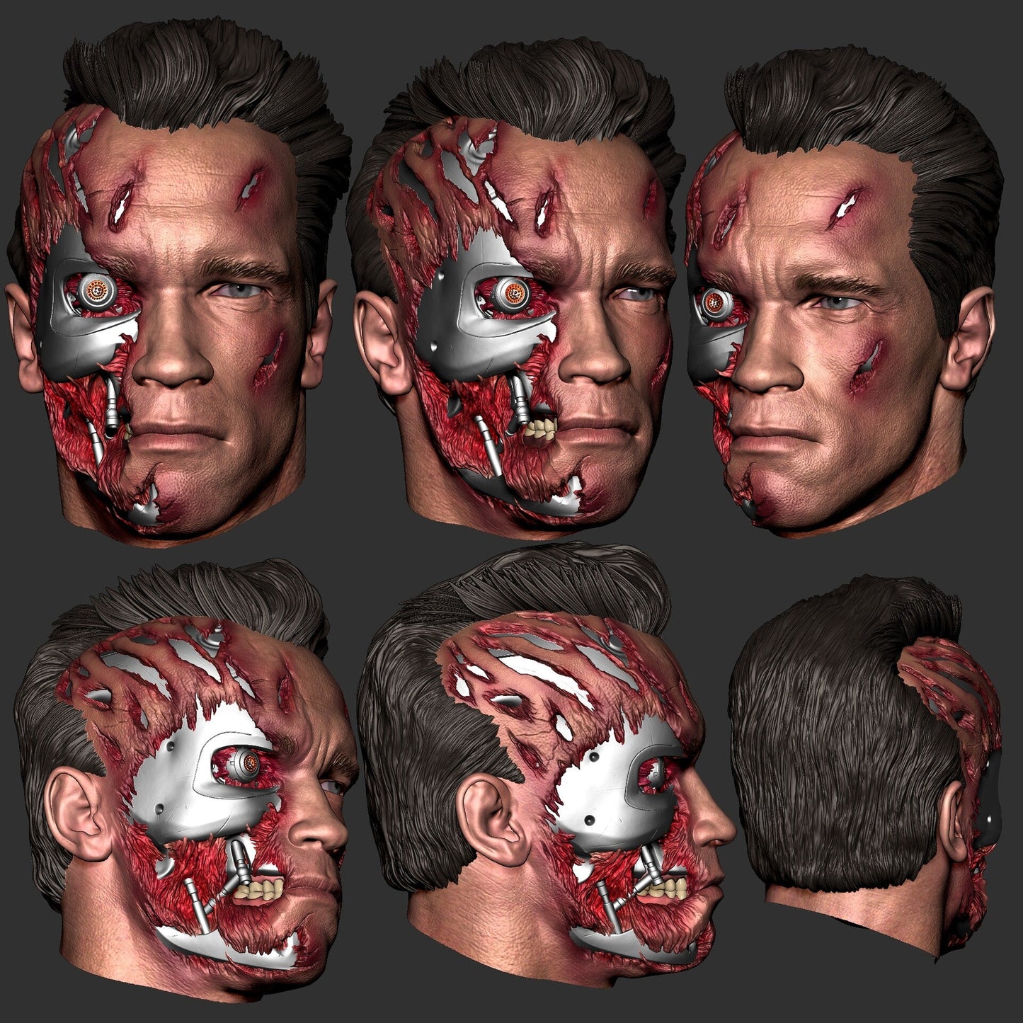 Terminator T-800 Arnold CA3D 3D Printed 16K Unpainted Resin Statue 1:6 scale