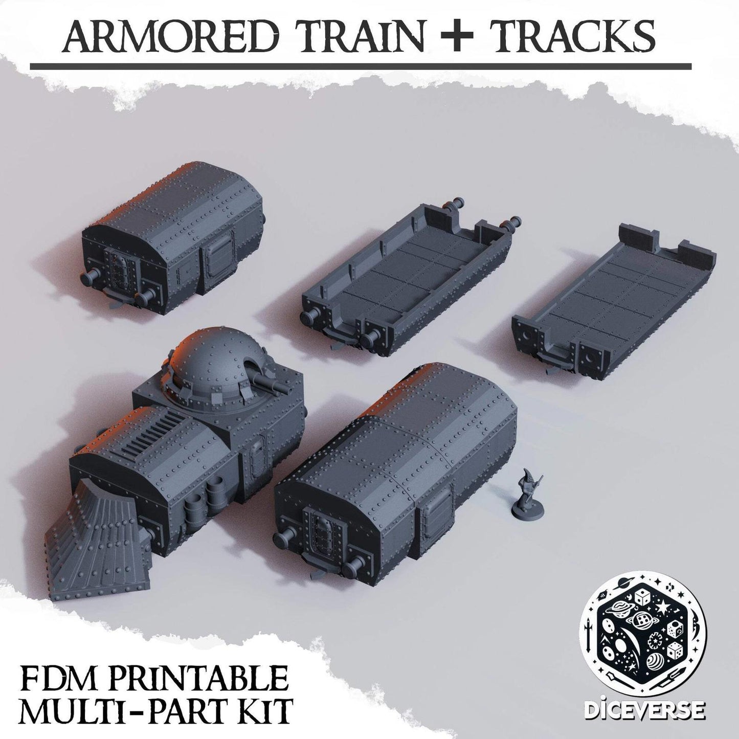 Armoured Train Set Grimdark Diceverse Terrain 32mm Resin resin Scenery