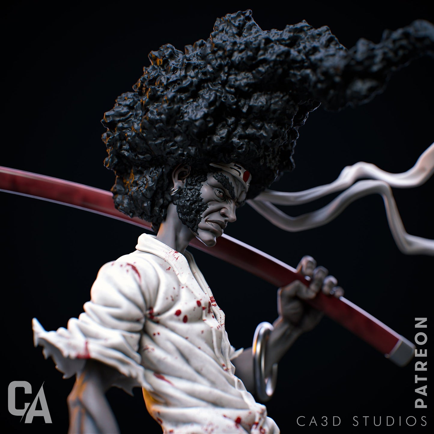 Afro Samurai – CA3D 3D Printed 16K Unpainted Resin Statue 1:6 (380mm)