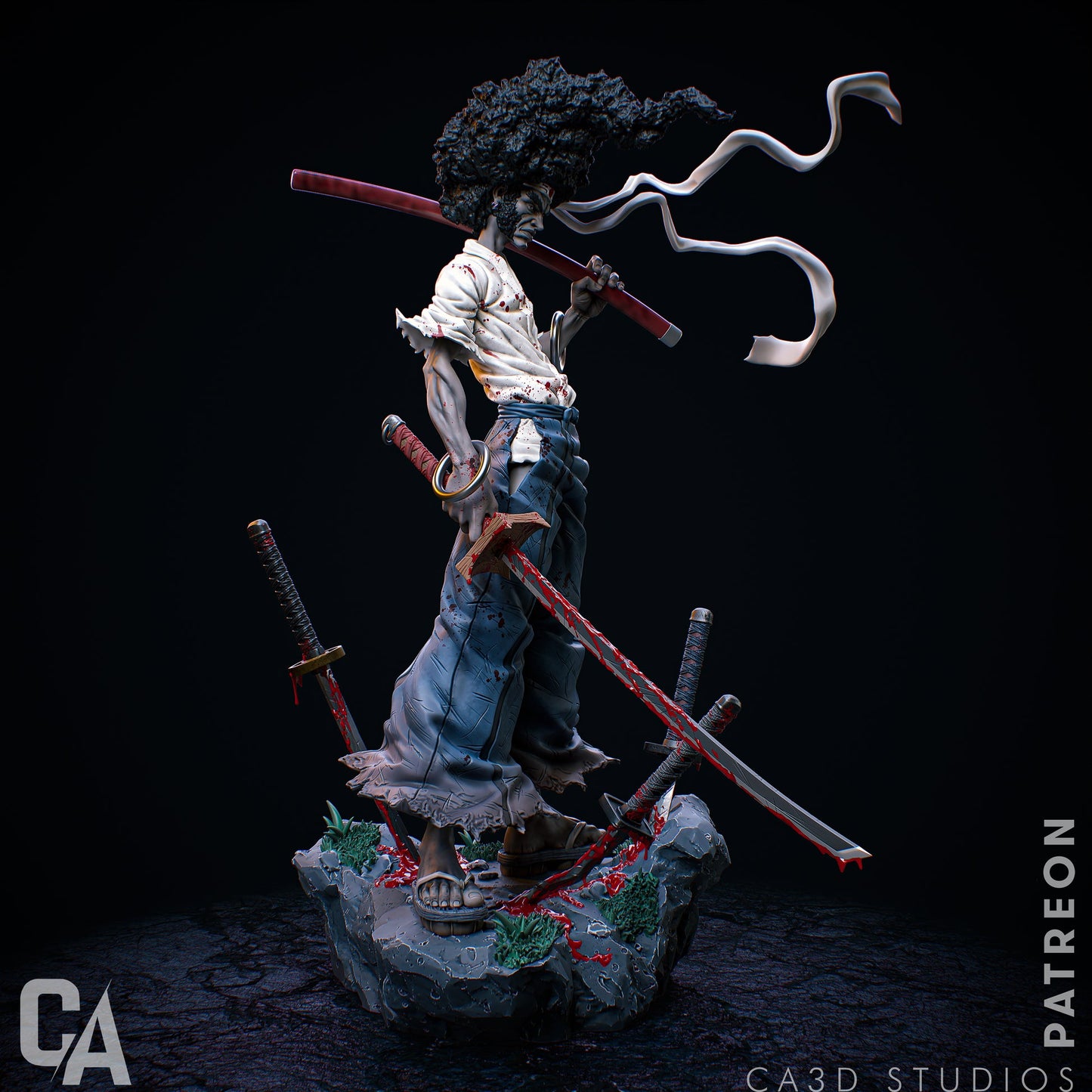 Afro Samurai – CA3D 3D Printed 16K Unpainted Resin Statue 1:6 (380mm)