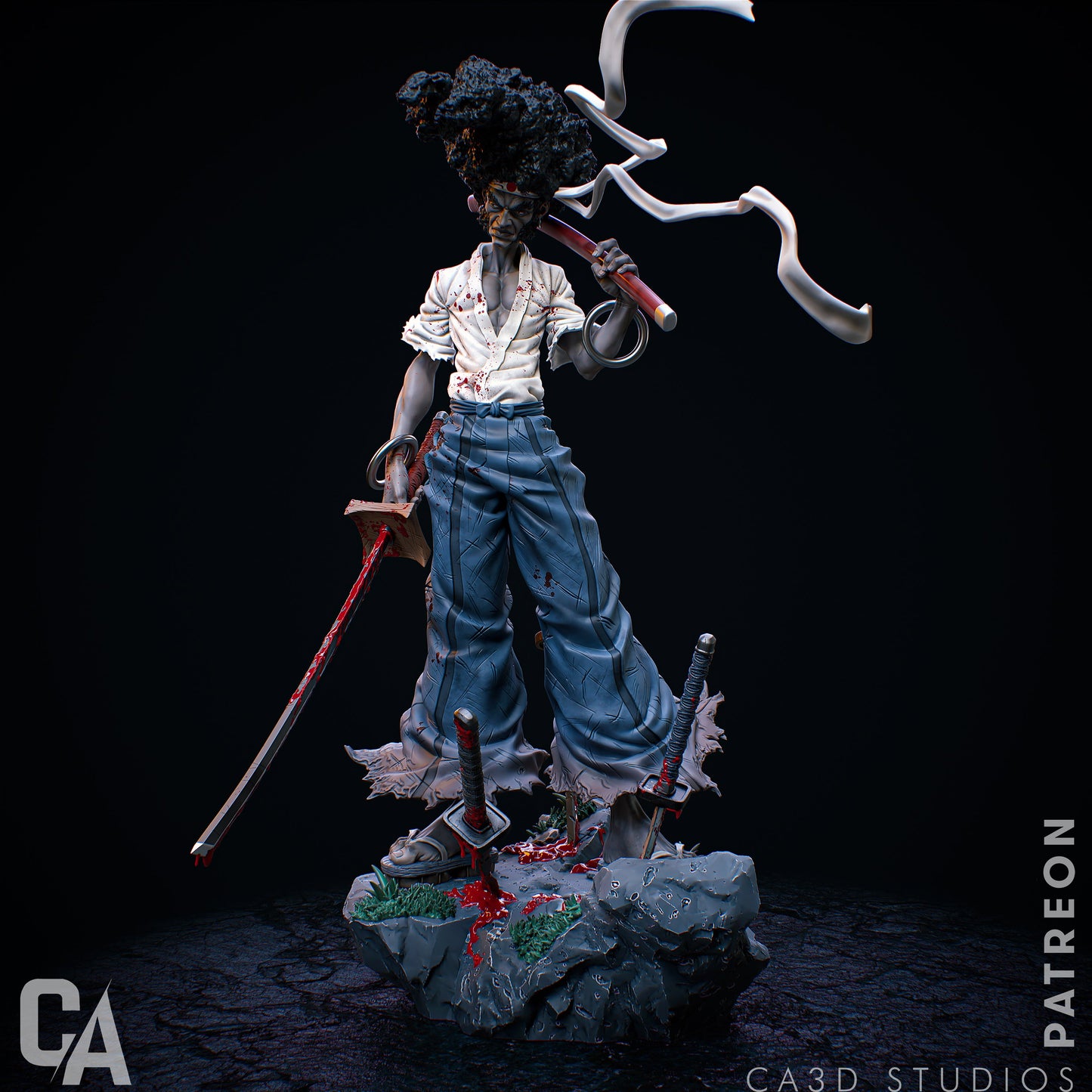 Afro Samurai – CA3D 3D Printed 16K Unpainted Resin Statue 1:6 (380mm)