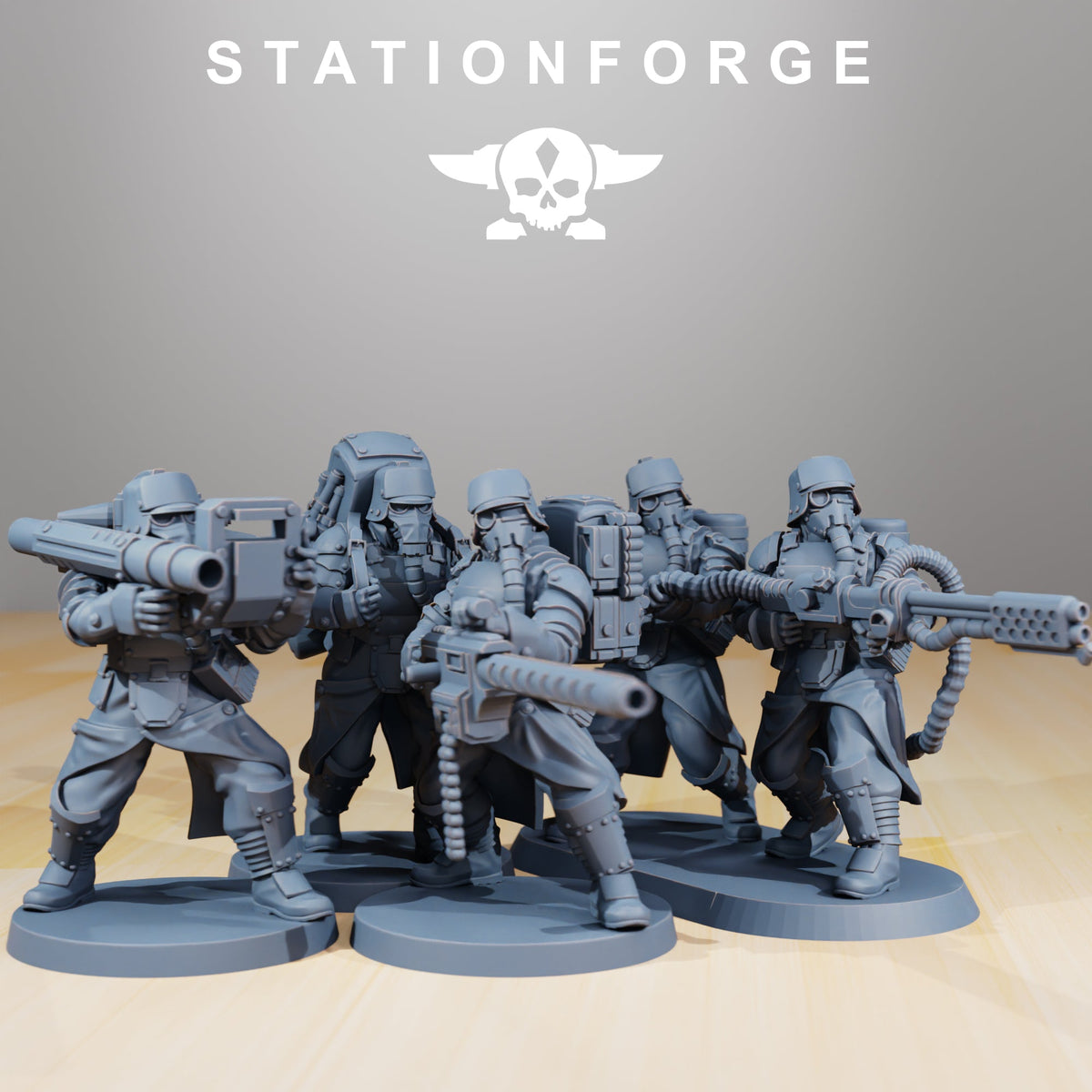 GrimGuard Armored Squad StationForge Wargame Proxy Miniatures 32mm