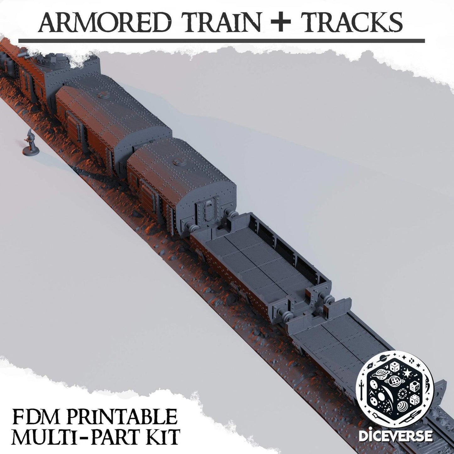Armoured Train Set Grimdark Diceverse Terrain 32mm Resin resin Scenery
