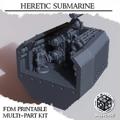Heretic Submarine Terrain Grimdark Diceverse Resin Model Wargaming